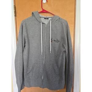 Disney Employee Center Zip Hoodie Gray Mickey Logo L Adult Rare
